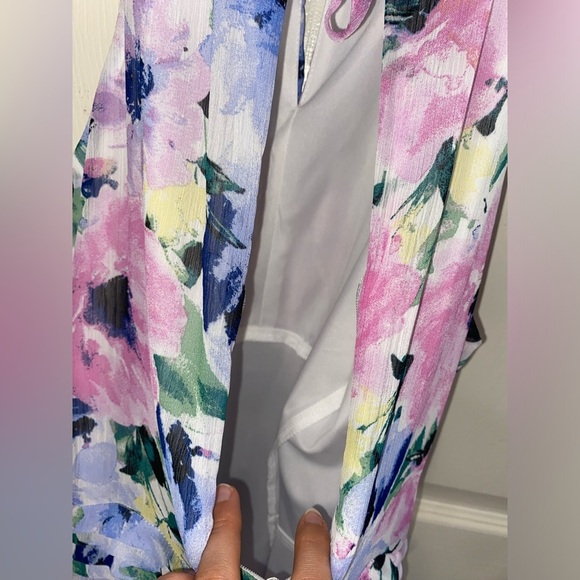 Tahari by Andrew S. Levine Pink Floral A-Line Chiffon Dress, Spring, Wedding - Picture 8 of 9